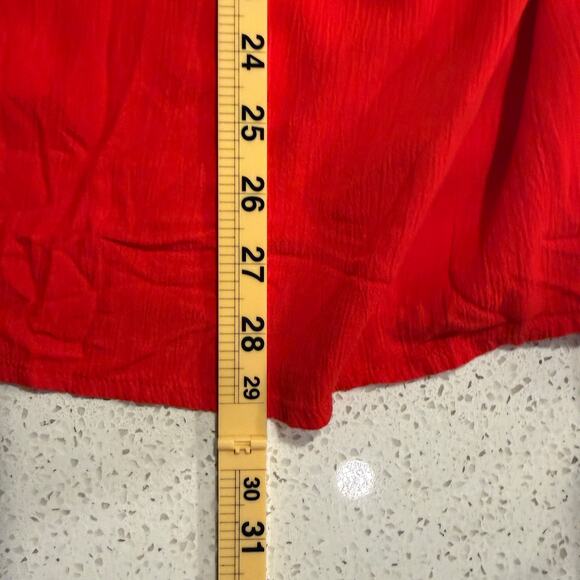 Knox Rose Red Boho Peasant Blouse 3X Plus Size Flowy Long Puff Sleeves Cottage - Picture 7 of 7